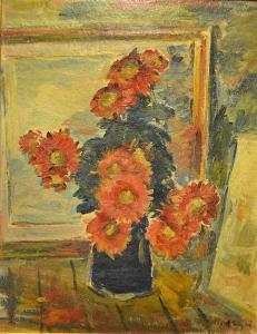 ALUPI Calin 1906-1988,Flowers in blue vase,GoldArt RO 2017-01-25