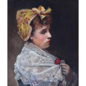 alwyn von stein 1848-1919,Woman With Hat and Lace Shawl,Kodner Galleries US 2017-11-08