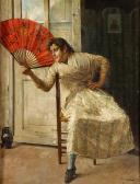 AMADI Corrado 1900-1900,A girl in a doorway holding a fan,1890,Bonhams GB 2011-05-22