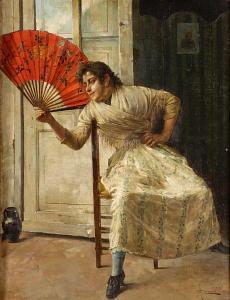 AMADI Corrado 1900-1900,A girl in a doorway holding a fan,1890,Bonhams GB 2011-02-06