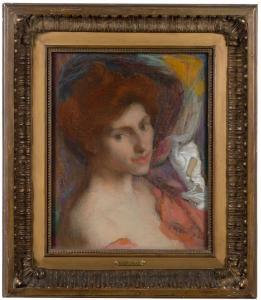 AMAN JEAN Edmond 1860-1936,Beauté rousse au gant blanc,Aguttes FR 2024-03-13