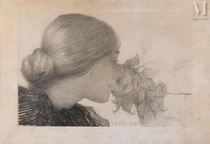 AMAN JEAN Edmond 1860-1936,Femme à la rose,1891,Millon & Associés FR 2023-06-15