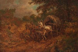 AMANN Carl 1908-1971,Horses and covered wagon with figure,John Moran Auctioneers US 2022-04-12
