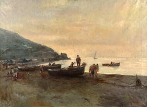 AMATO R,Paesaggio costiero con pescatori,1919,Galleria Pananti Casa d'Aste IT 2019-06-14