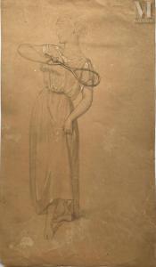 AMAURY DUVAL Eugène Pineu Duval 1808-1885,Etude de femme à la raquette en pied,Artprecium 2022-03-25