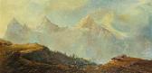 AMBERGER Gustave 1831-1896,Alm in Hochgebirge vor Eiger, Mönch und Jungf,Scheublein Art & Auktionen 2010-03-19
