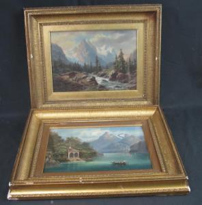 AMBERGER Gustave 1831-1896,Alpine landscape with rive chalet,Peter Francis GB 2016-02-24