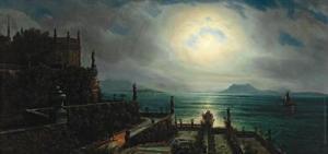 AMBERGER Gustave,The Isola Bella on Lago Maggiore in the Moonlight,Palais Dorotheum 2015-10-22