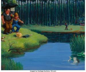 AMBROSE Lester J 1879-1949,Gone Fishing,1943,Heritage US 2023-06-16