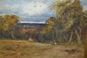 AMBROSE Thomas,Rural scene with horse and rider shepherding she,Lawrences of Bletchingley 2015-04-28