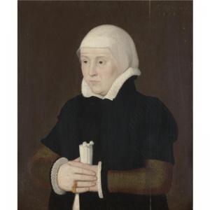AMBROSIUS HOLBEIN 1493-1519,PORTRAIT OF A LADY, HALF LENGTH, WEARING A BLACK C,Sotheby's 2008-04-24