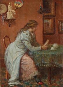 AMELL Y JORDA Manuel 1843-1902,Interior with a woman reading a letter,Bruun Rasmussen DK 2017-10-09