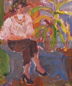 AMENT DE LA ROCHE Janet 1916-2000,Lady with Plant,Hindman US 2010-11-21