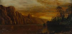 AMERICAN SCHOOL,A lake scene with mountains in thedistance,Bonhams GB 2011-06-19