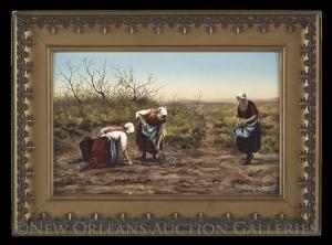 AMERICAN SCHOOL,a rustic scene of potato gatherers,New Orleans Auction US 2016-01-23
