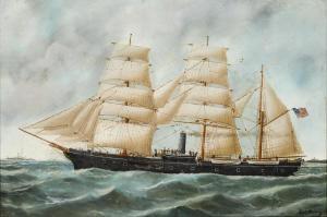 AMERICAN SCHOOL,An American naval sail/steam ship under full sail,1920,Bonhams GB 2013-01-25
