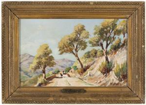 AMERICAN SCHOOL,Figure and donkeys in a Pyrenees landscape,John Moran Auctioneers US 2012-11-13