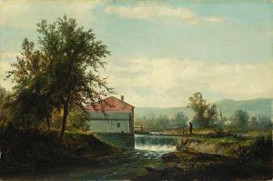 AMERICAN SCHOOL,Fishing by the Mill,1865,Shannon's US 2003-10-23