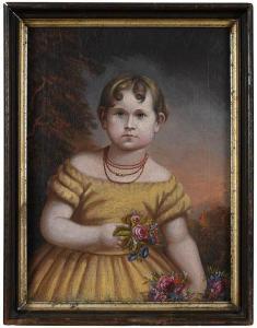 AMERICAN SCHOOL,Folk portrait of a Young Girl,19th century,Brunk Auctions US 2019-09-13