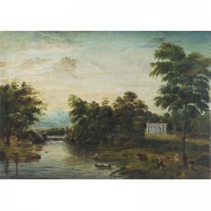 AMERICAN SCHOOL,GRAY MANSE IN A WOODLAND SETTING WITH RIVER, GRAZI,Sotheby's GB 2007-01-19
