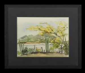 AMERICAN SCHOOL,Mountainous Landscape with Cacti,New Orleans Auction US 2015-08-23