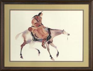 AMERICAN SCHOOL,"Native American on a Horse",New Orleans Auction US 2011-04-09
