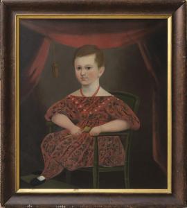 AMERICAN SCHOOL,PORTRAIT OF A CHILD IN A RED DRESS,Stair Galleries US 2017-08-05