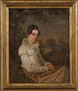 AMERICAN SCHOOL,Portrait of a Young Woman in a Landscape, 
Wearing,1815,Skinner US 2011-03-06