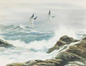 AMERICAN SCHOOL,Seagulls playing in the surf,Christie's GB 2013-06-12