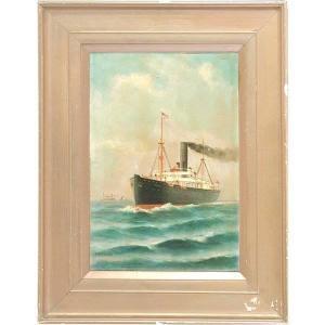 AMERICAN SCHOOL,Ship Painting, R.S. Italia,San Rafael Auction US 2007-10-20