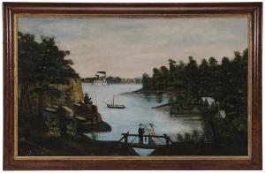 AMERICAN SCHOOL,Southern Landscape with Paddlewheeler on a River a,Brunk Auctions US 2015-09-11