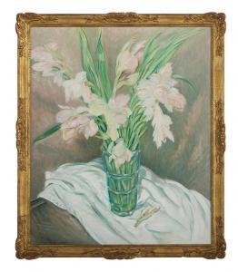 AMERICAN SCHOOL,Still Life of Gladioli in a Cut Glass Vase,New Orleans Auction US 2018-08-24