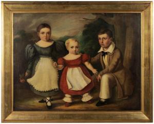 AMERICAN SCHOOL,Three Children in a Mountain Landscape,1845,Brunk Auctions US 2011-05-28
