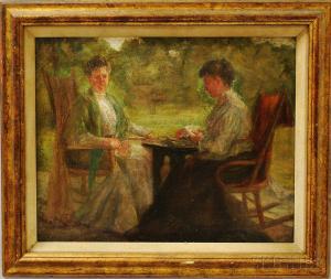 AMERICAN SCHOOL,Two Women Playing Cards,Skinner US 2015-07-16