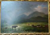 AMERICAN SCHOOL,Valley with wild Animals and Bird Hunters by a rainbow,Deutsch AT 2013-04-22