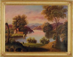 AMERICAN SCHOOL,View of a river town through a forest clearing,Christie's GB 2010-08-31