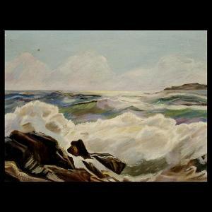 AMERICAN SCHOOL,Waves crashing on the Shore together with A Coasta,Auctions by the Bay US 2008-05-04