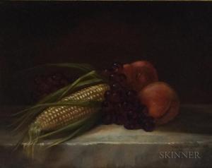 AMERICAN SCHOOL (XIX),Corn and Fruit Still Life,Skinner US 2018-07-31