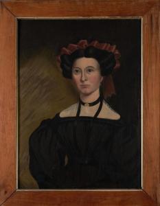 AMERICAN SCHOOL (XIX),Portrait of a Woman with a Red Ribbon in Her Hair,Skinner US 2023-08-14