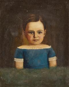 AMERICAN SCHOOL (XIX),Young Boy Seated at a Table in a Blue Gown,1850,Sotheby's GB 2023-06-12