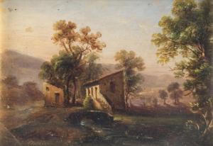 AMICONI Bernardo 1825-1879,PAESAGGIO CON CASOLARE,Babuino IT 2018-05-21