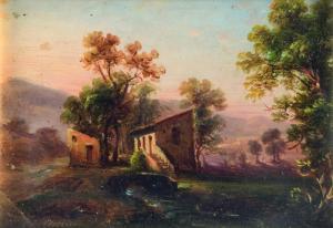 AMICONI Bernardo 1825-1879,Paesaggio con casolare,Babuino IT 2018-01-22