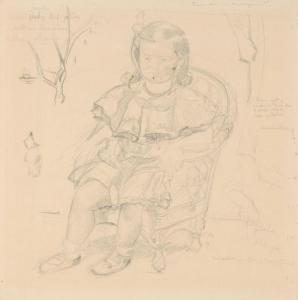 AMIET Cuno 1868-1961,Sitzendes Kind in ganzer Figur in Korbstuhl,1911,Kornfeld CH 2012-06-15