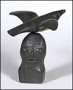 AMITOOK Isaac,Canadian Indigenous 
Bird on Man's Head,1965,Heffel CA 2007-08-02