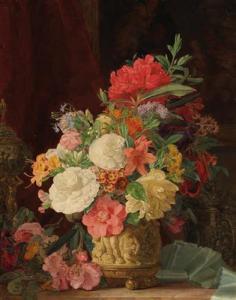 AMON Rosalia,An opulent floral still life with ornamental vases,Palais Dorotheum 2017-04-27