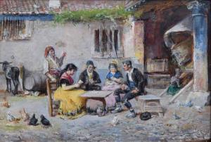 Amoros A,Courtyard scene with figures playing cards,Peter Wilson GB 2017-09-13