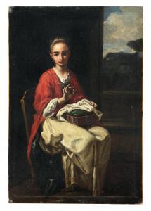 AMOROSI Antonio Mercurio 1660-1738,A young woman sewing,Palais Dorotheum AT 2023-12-15