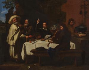 AMOROSI Antonio Mercurio,Tavern Courtyard Scene with Figures Eating, Drinki,Sotheby's 2024-02-01