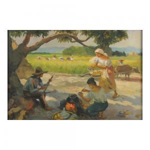 AMORSOLO PEDRO 1898-1945,Under the Mango Tree,1917,Leon Gallery PH 2022-10-23