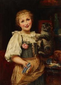 AMYOT Catherine 1845-1926,A young girl holding a cat,1883,Bruun Rasmussen DK 2021-11-22